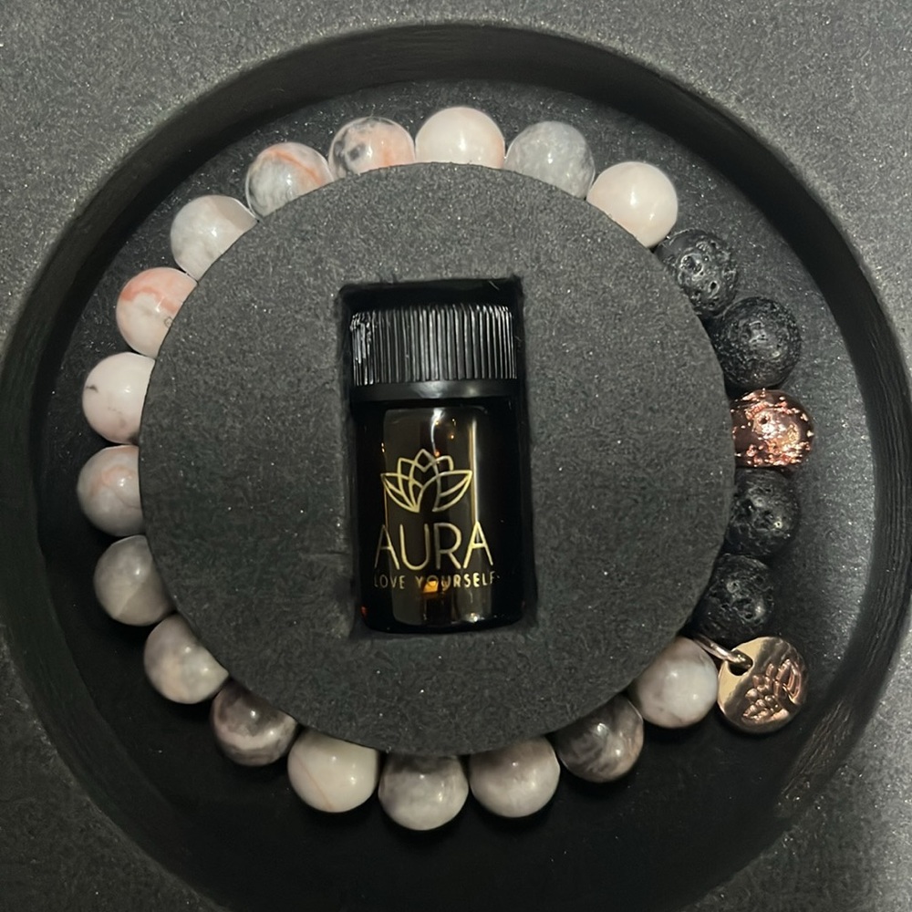 Lava rock aromatherapy pink bracelet